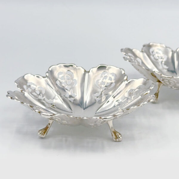 Pair Art Nouveau Hallmarked Silver Bon Bon Dishes Birmingham 1906