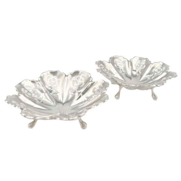 Pair Art Nouveau Hallmarked Silver Bon Bon Dishes Birmingham 1906