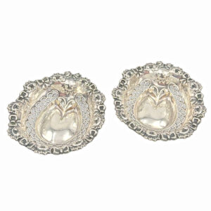 Pair Hallmarked Silver Pierced  Bon Bon Dishes Birmingham 1903