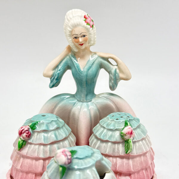 Rare Art Deco Carlton Ware Cruet Set Crinoline Lady C1930