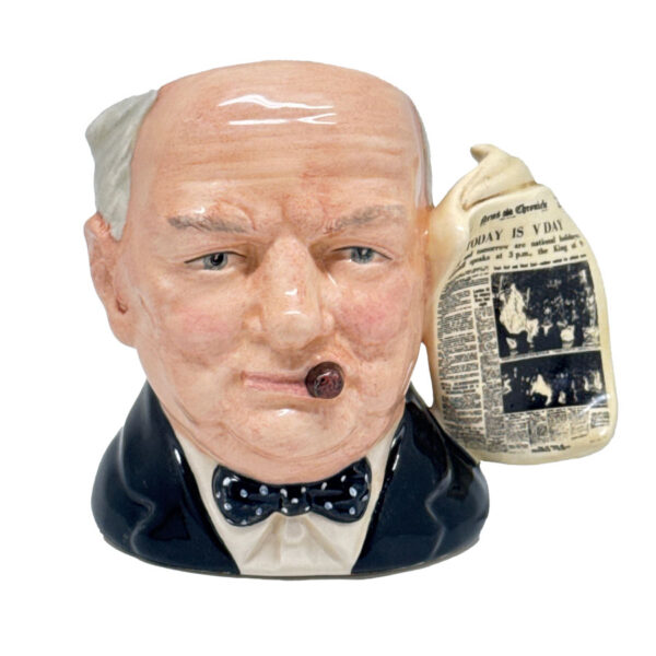 Royal-Doulton-Character-Jug-Winston-Churchill-D6934-News-Chronicle-Victory-Handle-Small Royal Doulton Character Jug Winston Churchill D6934 News Chronicle Victory Handle Small