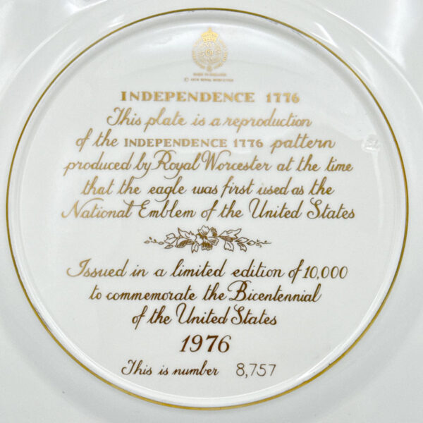 Royal Worcester Hand Painted The Independence Wall Plate 1976