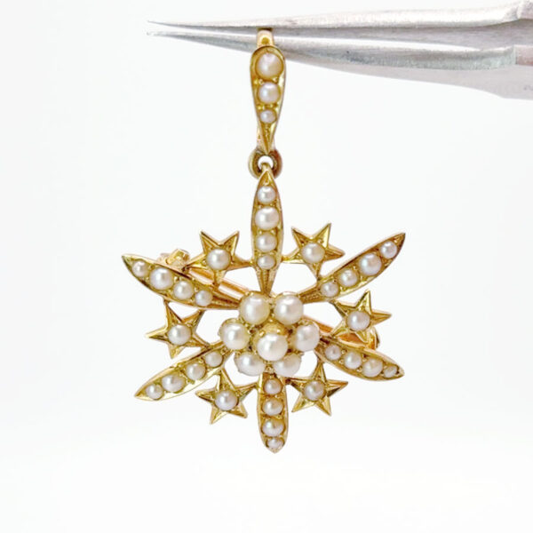 15ct Victorian Celestial Pearl Pendant