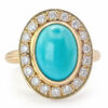18ct Gold Turquoise and Diamonds Halo Ring
