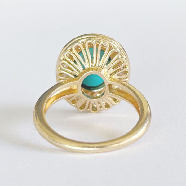 18ct Gold Turquoise and Diamonds Halo Ring