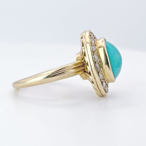 18ct Gold Turquoise and Diamonds Halo Ring
