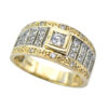 9ct Gold Central Diamond and Pave Cut Diamonds Ring