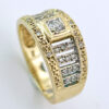9ct Gold Central Diamond and Pave Cut Diamonds Ring