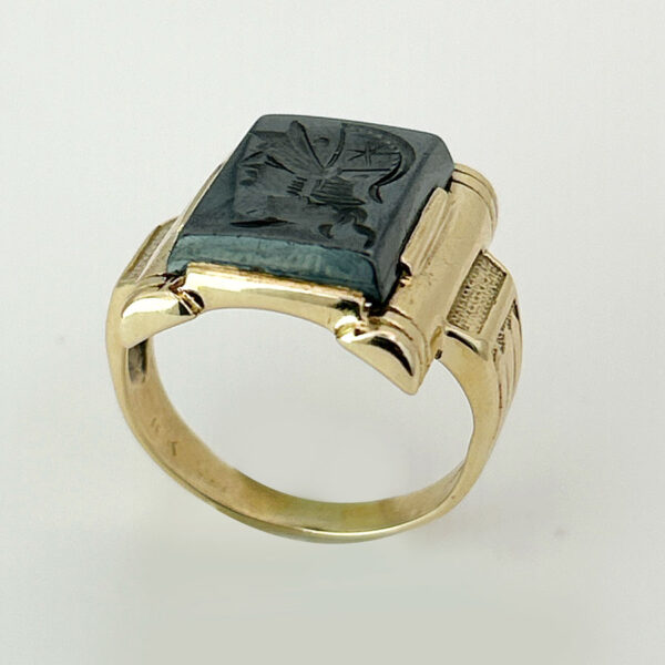 9ct-Gold-Hematite-Roman-Soldier-Intaglio-Ring-5 9ct Gold Hematite Roman Soldier Intaglio Ring
