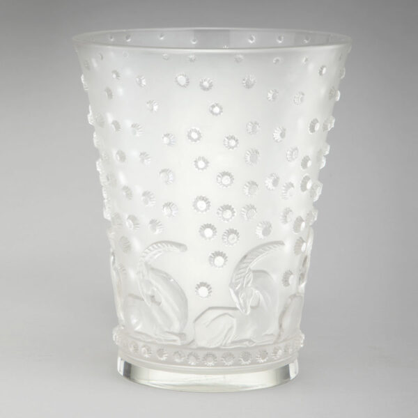 Art Deco Rene Lalique Ajaccio Gazelles Vase C1938