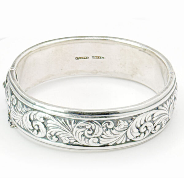 Candida Sterling Silver Scrolled Leaf  Bangle