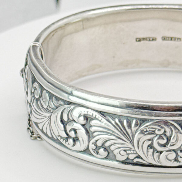 Candida Sterling Silver Scrolled Leaf  Bangle