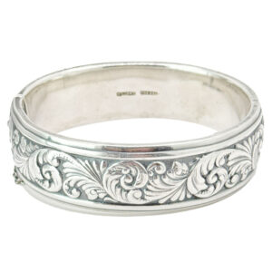 Candida Sterling Silver Scrolled Leaf  Bangle