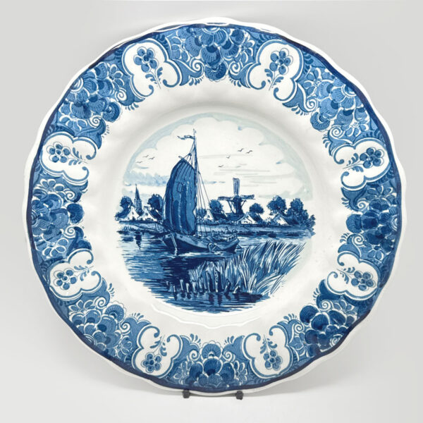 Delfts-Blue-And-White-Dutch-River-Scene-Wall-Charger-Bowl-1 Delfts Blue And White Dutch River Scene Wall Charger Bowl