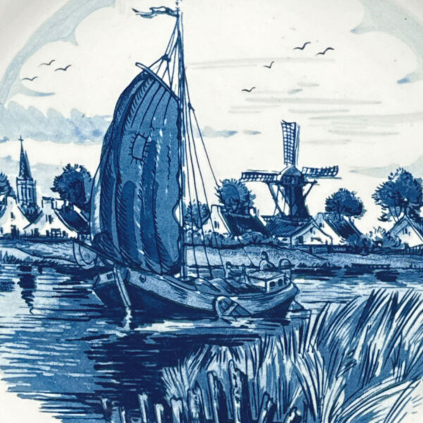 Delfts-Blue-And-White-Dutch-River-Scene-Wall-Charger-Bowl-2 Delfts Blue And White Dutch River Scene Wall Charger Bowl