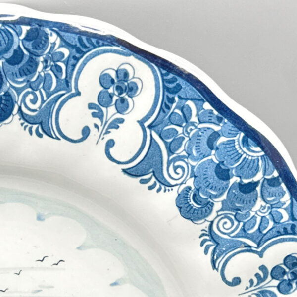 Delfts-Blue-And-White-Dutch-River-Scene-Wall-Charger-Bowl-3 Delfts Blue And White Dutch River Scene Wall Charger Bowl