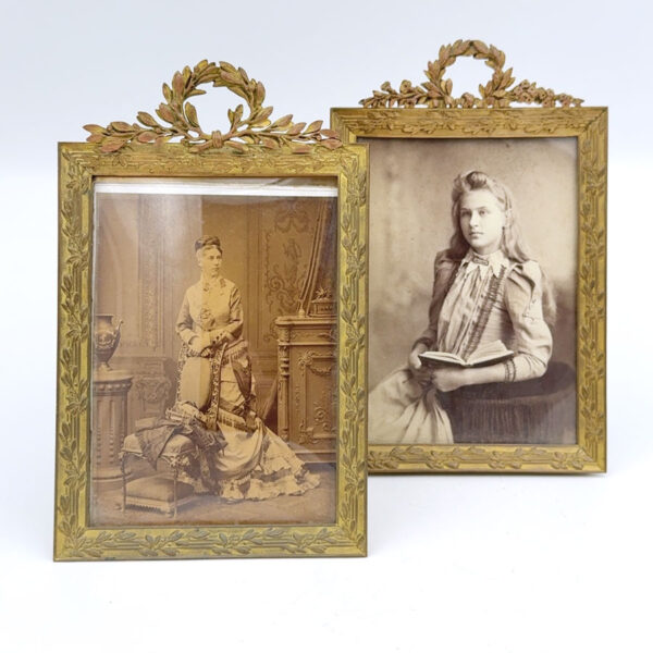 Edwardian Pair French Style Gilt Metal Picture Frames 20th