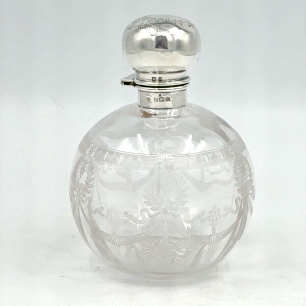 Edwardian  Silver Topped Perfume Bottle Birmingham 1911