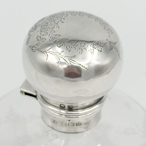 Edwardian  Silver Topped Perfume Bottle Birmingham 1911
