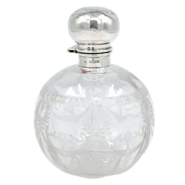 Edwardian  Silver Topped Perfume Bottle Birmingham 1911