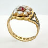 18ct Gold Georgian Style Enamel Pearl and Ruby Remberance Ring London 1933