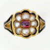 18ct Gold Georgian Style Enamel Pearl and Ruby Remberance Ring London 1933