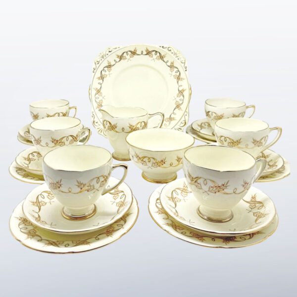 Grafton Golden Glory Ribbon Of Gold 21 Piece Tea Service
