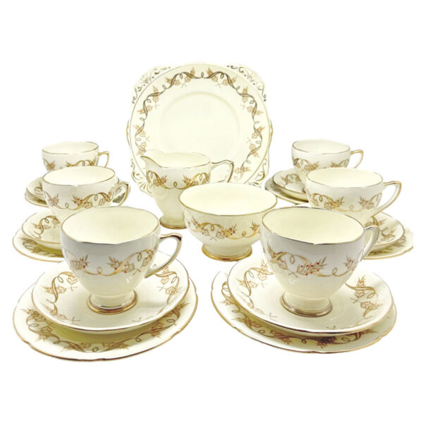 Grafton Golden Glory Ribbon Of Gold 21 Piece Tea Service