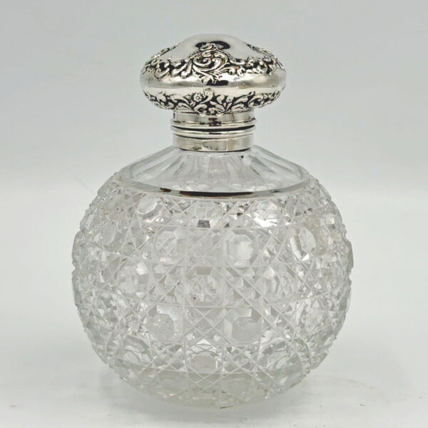 Hallmarked Silver Cut Glass Perfume Bottle Birmingham 1911