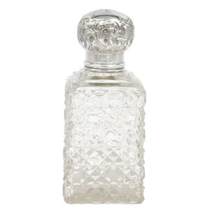 Hallmarked Silver Cut Glass Square Perfume Bottle London 1911