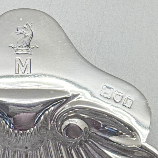 Hallmarked Silver Shell Butter Dish and Knife Boxed London 1932
