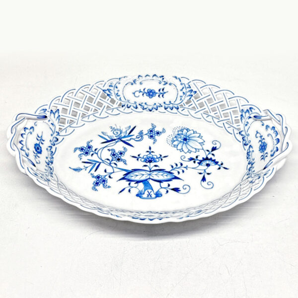Meissen Onion Pattern Reticulated Handled Bowl