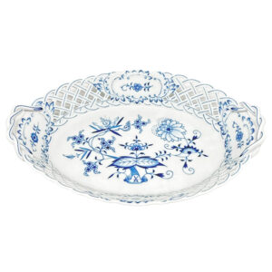 Meissen Onion Pattern Reticulated Handled Bowl