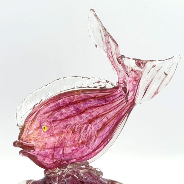 Murano-Seguso-Pink-Red-Fish-On-Crest-Of-A-Wave-20th-1 Murano Seguso Pink Red Fish On Crest Of A Wave 20th