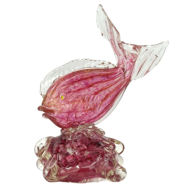 Murano-Seguso-Pink-Red-Fish-On-Crest-Of-A-Wave-20th Murano Seguso Pink Red Fish On Crest Of A Wave 20th