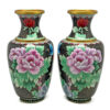 Pair-Chinese-Cloisonné-Peony-Vases-20th Pair Chinese Cloisonné Peony Vases 20th