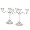 Pair-Three-Arm-Silver-Candlesticks-Birmingham-Silver-1979 Pair Three Arm Silver Candlesticks Birmingham Silver 1979