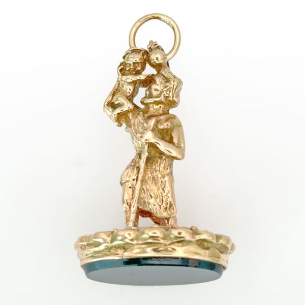 Rare-Victorian-9ct-Gold-St-Christopher-Bloodstone-Fob-Sea-2 Rare Victorian 9ct Gold St Christopher Bloodstone Fob Seal