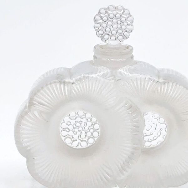 Rene Lalique Frosted Perfume Bottle Deux Fleurs