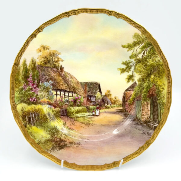 Royal Worcester Cabinet Plate Little Comberton Signed Rushton C1958
