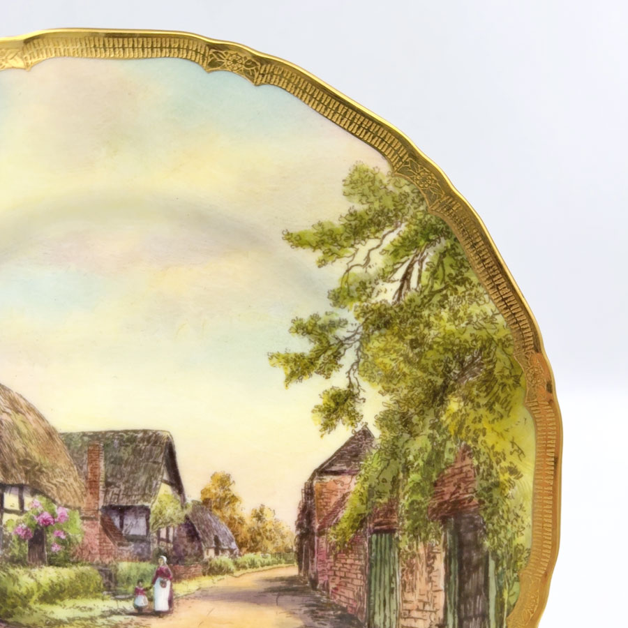 Royal Worcester Cabinet Plate Little Comberton Signed Rushton