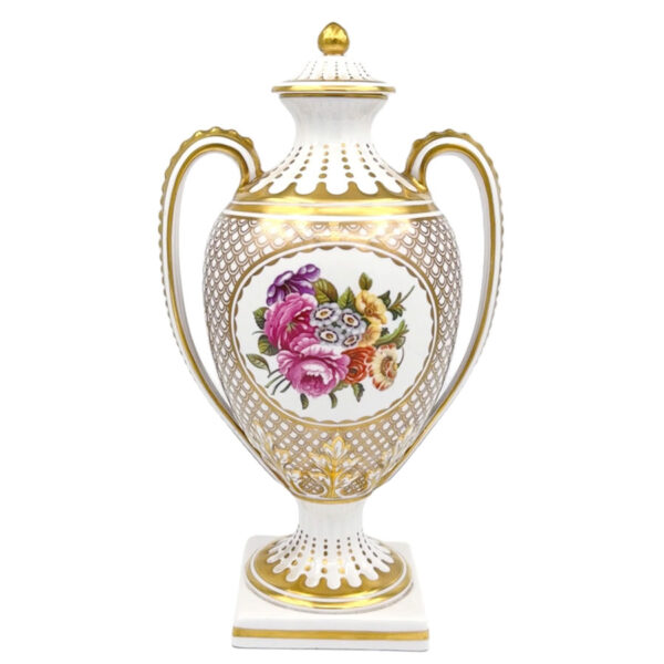 Spode Regency White Floral Gilded Urn and Cover