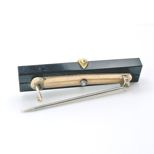 Victorian Onyx and Seed Pearl Remembrance Brooch 9ct