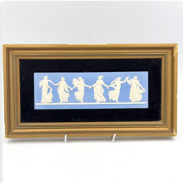 Wedgwood Blue Jasperware Dancing Hours Plaque Framed