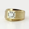 14ct Gold Mens Solitaire Diamond Signet Ring
