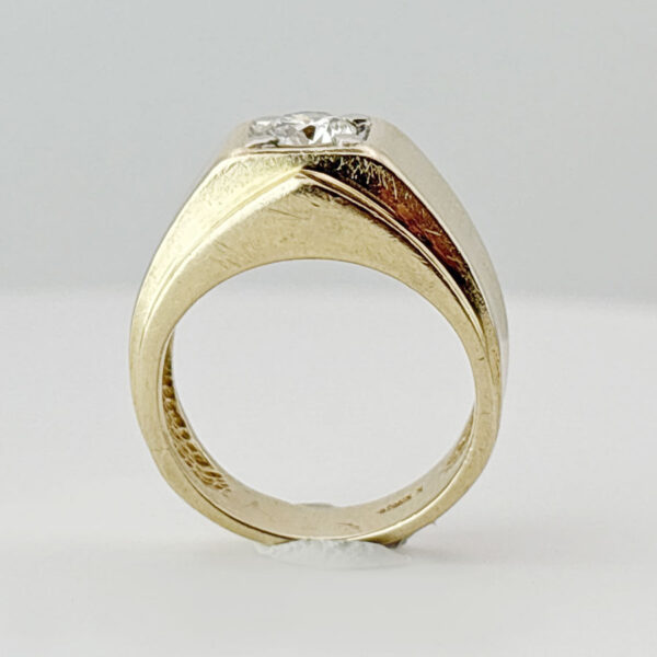 14ct Gold Mens Solitaire Diamond Signet Ring