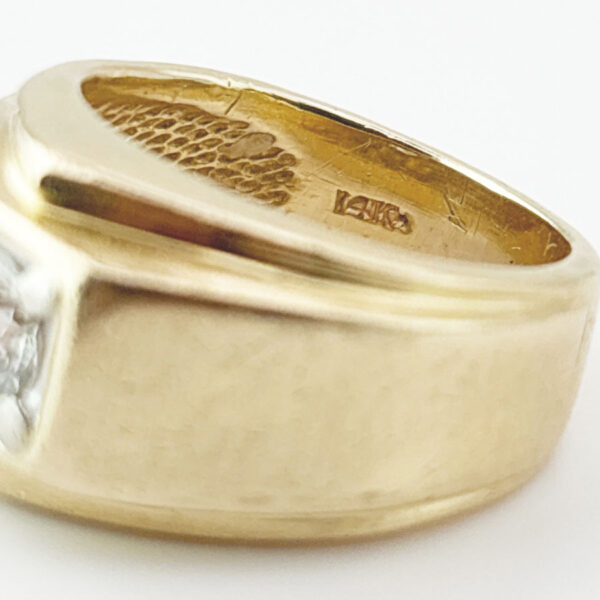 14ct Gold Mens Solitaire Diamond Signet Ring