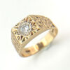 9ct Gold Mens Solitaire Diamond Signet Ring