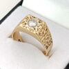 9ct Gold Mens Solitaire Diamond Signet Ring