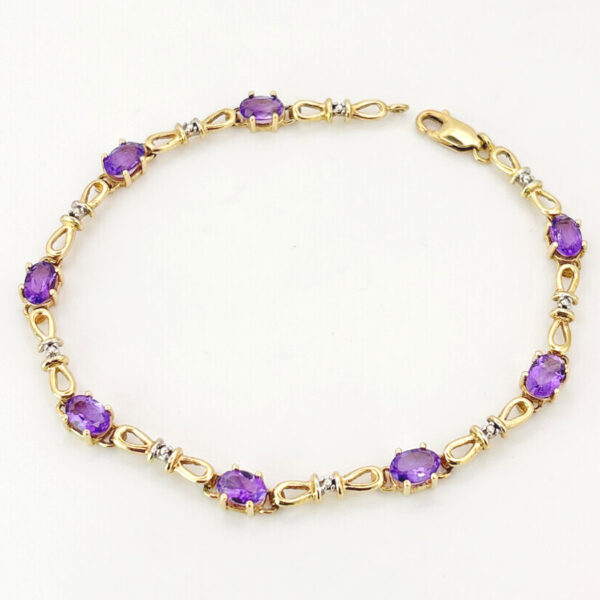 9Ct-Gold-Bracelet-Set-With-Amethyst-and-Diamonds-1 9ct Gold Bracelet Set With Amethyst and Diamonds